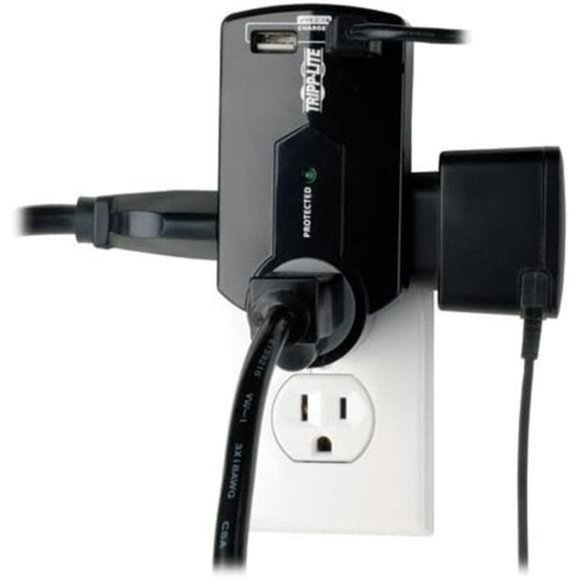 3 Outlet Portable Surge Protector Power Strip, Direct Plug In, 2 USB - Picture 7 of 7